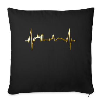 Mayence Skyline Heartbeat Fan Heart Love Mainzer - Housse de coussin décorative 45 x 45 cm - noir - Devant