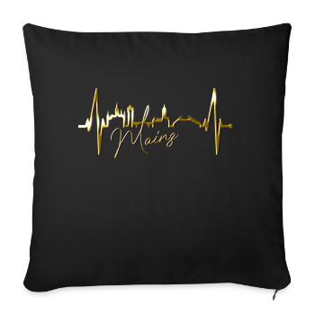 Mayence Skyline Heartbeat Fan Heart Love Mainzer - Housse de coussin décorative 45 x 45 cm - noir - Devant