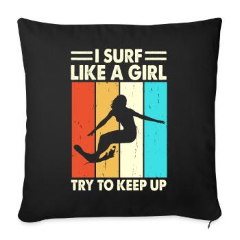 Surfer Surfen - Sofakissenbezug 45 x 45 cm - Schwarz - Vorne