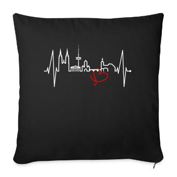 Regensburg Skyline Heartbeat Love Regensburgers - Housse de coussin décorative 45 x 45 cm - noir - Devant