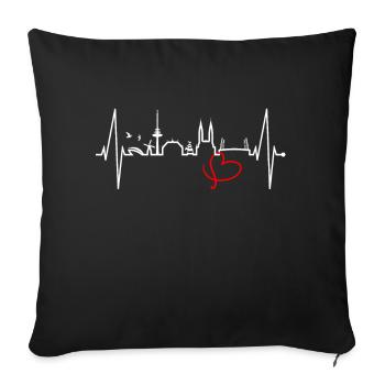 Bremen Skyline Bremen Heartbeat Fan Heart Love - Sofa pillowcase 17,3'' x 17,3'' (45 x 45 cm) - black - Front
