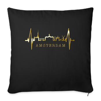 Amsterdam Skyline Pays-Bas Heartbeat Holland - Housse de coussin décorative 45 x 45 cm - noir - Devant