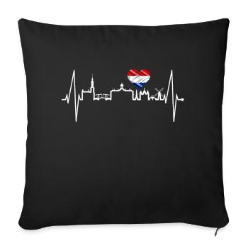 Amsterdam Skyline Pays-Bas Heartbeat Holland - Housse de coussin décorative 45 x 45 cm - noir - Devant