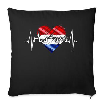 Amsterdam Skyline Pays-Bas Heartbeat Holland - Housse de coussin décorative 45 x 45 cm - noir - Devant
