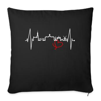 Amsterdam Skyline Pays-Bas Heartbeat Holland - Housse de coussin décorative 45 x 45 cm - noir - Devant