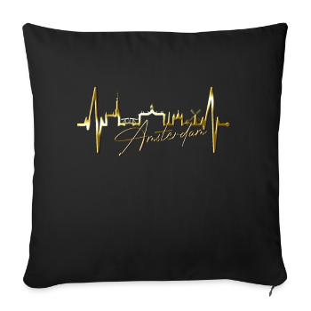 Amsterdam Skyline Pays-Bas Heartbeat Holland - Housse de coussin décorative 45 x 45 cm - noir - Devant