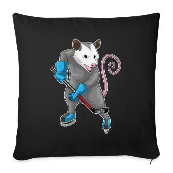 Beutelratte Eishockey Eishockeyschläger - Sofakissenbezug 45 x 45 cm - Schwarz - Vorne