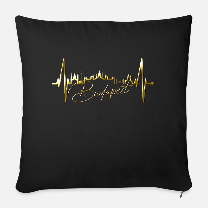 Budapest Skyline Herzschlag Ungarn Herz Budapester - Sofakissenbezug 45 x 45 cm - Schwarz