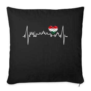 Budapest Skyline Heartbeat Hongrie Coeur Budapester - Housse de coussin décorative 45 x 45 cm - noir - Devant