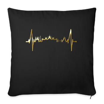 Budapest Skyline Heartbeat Hongrie Coeur Budapester - Housse de coussin décorative 45 x 45 cm - noir - Devant