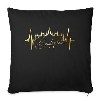 Budapest Skyline Heartbeat Hongrie Coeur Budapester - Housse de coussin décorative 45 x 45 cm - noir - Devant