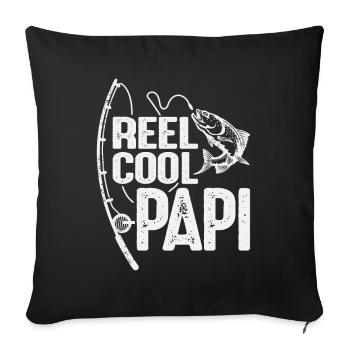 Reel Cool Papi Funny Fishing Grandpa - Sofa pillowcase 17,3'' x 17,3'' (45 x 45 cm) - black - Front