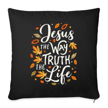 Jésus La Voie La Vérité La Vie - Housse de coussin décorative 45 x 45 cm - noir - Devant