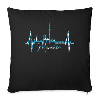 Munich Skyline Heartbeat Bavaria Fan Love Munich - Sofa pillowcase 17,3'' x 17,3'' (45 x 45 cm) - black - Front