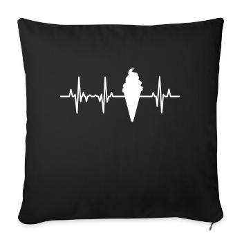 Cône de crème glacée ligne de coeur ECG - Housse de coussin décorative 45 x 45 cm - noir - Devant