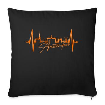 Amsterdam Skyline Pays-Bas Heartbeat Holland - Housse de coussin décorative 45 x 45 cm - noir - Devant