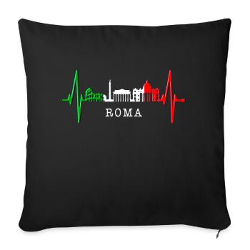 Rome Colisée Heartbeat Roma Skyline Rome Italie - Housse de coussin décorative 45 x 45 cm - noir - Devant