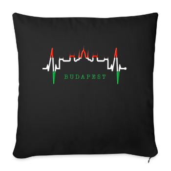 Budapest Skyline Heartbeat Hongrie Coeur Budapester - Housse de coussin décorative 45 x 45 cm - noir - Devant