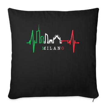 Milan Skyline Italy Heartbeat Fan Love Milano - Sofa pillowcase 17,3'' x 17,3'' (45 x 45 cm) - black - Front