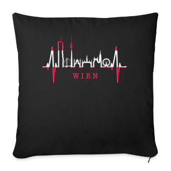 Vienna Skyline Heartbeat Austria Love Vienna - Sofa pillowcase 17,3'' x 17,3'' (45 x 45 cm) - black - Front