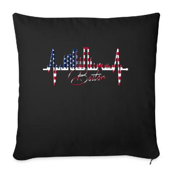 Boston Skyline Heartbeat USA Fan Heart Pulse Love - Sofa pillowcase 17,3'' x 17,3'' (45 x 45 cm) - black - Front