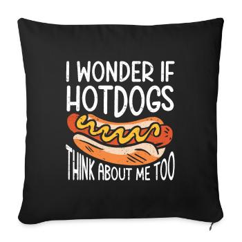 Hot-Dog Cadeau Nourriture Hot Dog - Housse de coussin décorative 45 x 45 cm - noir - Devant