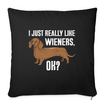 Hot-Dog Cadeau Nourriture Hot Dog - Housse de coussin décorative 45 x 45 cm - noir - Devant
