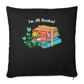 I’m All Booked Reading Floral - Livres de lecture - Housse de coussin décorative 45 x 45 cm - noir - Devant