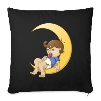 Sleeping baby boy on the moon - Sofa pillowcase 17,3'' x 17,3'' (45 x 45 cm) - black - Front