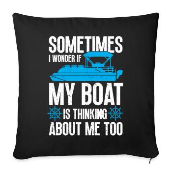 Bateau Ponton Bateau Capitaine de Bateau - Housse de coussin décorative 45 x 45 cm - noir - Devant