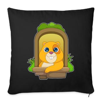 Funny hamster - Sofa pillowcase 17,3'' x 17,3'' (45 x 45 cm) - black - Front