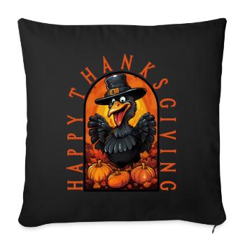 Turkey Happy Thanksgiving - Sofa pillowcase 17,3'' x 17,3'' (45 x 45 cm) - black - Front