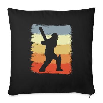 Vintage Cricket Batter - Sofa pillowcase 17,3'' x 17,3'' (45 x 45 cm) - black - Front