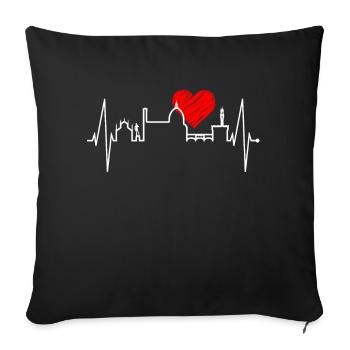 Florenz Skyline Italien Herzschlag I Love Firenze - Sofakissenbezug 45 x 45 cm - Schwarz - Vorne