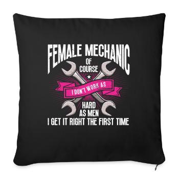 Mécanicien Cadeau Mécanicien - Housse de coussin décorative 45 x 45 cm - noir - Devant