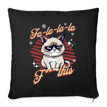 Chat en colère Noël Sarcastique Chat drôle Meme - Housse de coussin décorative 45 x 45 cm - noir - Devant