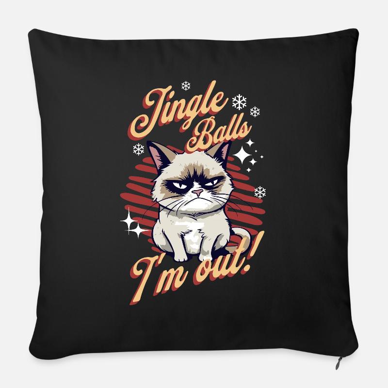 Chat en colère Noël Sarcastique Chat drôle Meme - Housse de coussin décorative 45 x 45 cm - noir