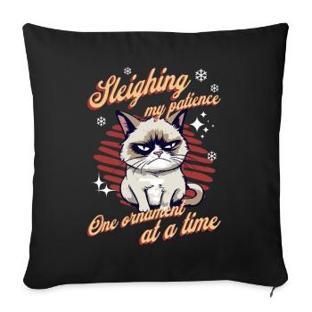 Angry Cat Xmas Sarcastic Funny Cat Meme - Sofa pillowcase 17,3'' x 17,3'' (45 x 45 cm) - black - Front