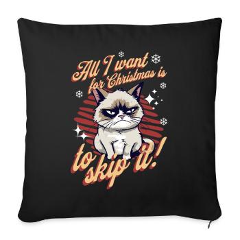 Angry Cat Xmas Sarcastic Funny Cat Meme - Sofa pillowcase 17,3'' x 17,3'' (45 x 45 cm) - black - Front