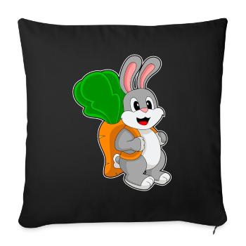 École de sac à dos lapin étudiant - Housse de coussin décorative 45 x 45 cm - noir - Devant