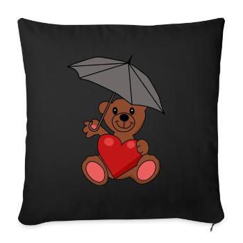 Teddy Bear in Love Heart Umbrella Romance - Sofa pillowcase 17,3'' x 17,3'' (45 x 45 cm) - black - Front