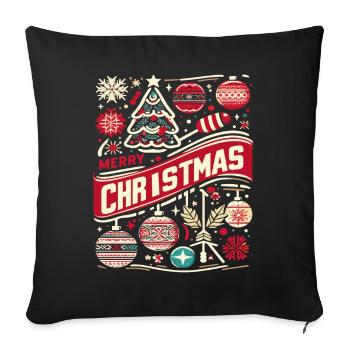 Vintage Joyeux Noël - Housse de coussin décorative 45 x 45 cm - noir - Devant