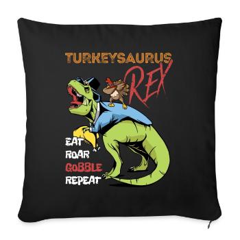 Les enfants drôle Turkeysaurus Rex Dab Dinde Dino - Housse de coussin décorative 45 x 45 cm - noir - Devant