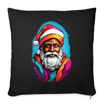 Festive Santa with colorful scarf - Sofa pillowcase 17,3'' x 17,3'' (45 x 45 cm) - black - Front