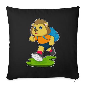 Randonnée à dos Lion Hiker - Housse de coussin décorative 45 x 45 cm - noir - Devant