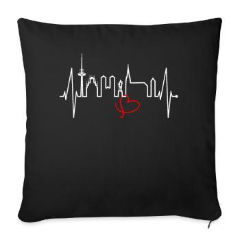 Münster Skyline Heartbeat Heart Love Love Münster - Sofa pillowcase 17,3'' x 17,3'' (45 x 45 cm) - black - Front