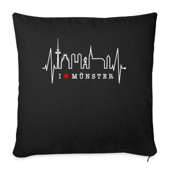 Münster Skyline Heartbeat Heart Love Love Münster - Sofa pillowcase 17,3'' x 17,3'' (45 x 45 cm) - black - Front