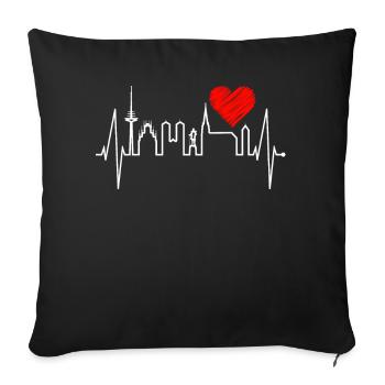 Münster Skyline Heartbeat Heart Love Love Münster - Housse de coussin décorative 45 x 45 cm - noir - Devant