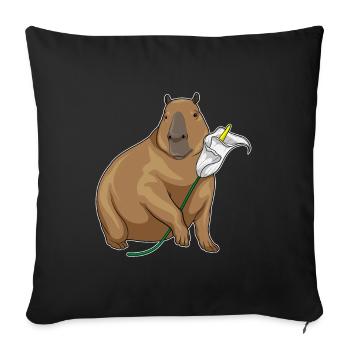 Wasserschwein Ringelblume  - Sofakissenbezug 45 x 45 cm - Schwarz - Vorne