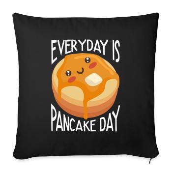 Crêpe disant crêpes de petit-déjeuner - Housse de coussin décorative 45 x 45 cm - noir - Devant